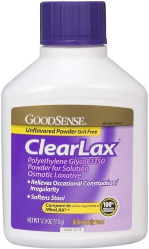 GoodSense ClearLax Polyethylene Glycol 3350 Powder for Solution, 17.9 Ounce New Best by 12/2028