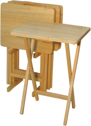 Casual Home 660-40 Tray Table Set, Natural, 14.75 in x 19 in x 25.5 in, 5 Piece New In Box $199