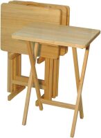 Casual Home 660-40 Tray Table Set, Natural, 14.75 in x 19 in x 25.5 in, 5 Piece New In Box $199
