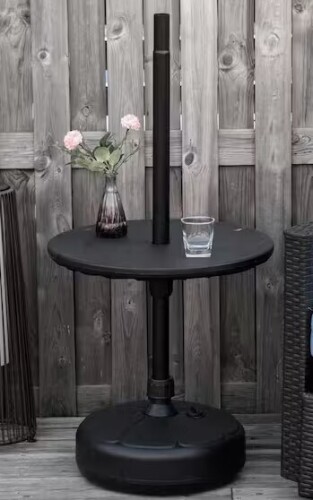 Outsunny 20 in. Black Round Plastic Umbrella Table Tray Portable Table Top Outdoor Side Table for Beach, Patio, Garden New in Box $199