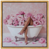 Everly Quinn Bathtub Flower Bomb Canvas Glam Art by, 36" x 36" New In Box $299