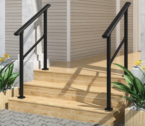 HOMLUX Hand Rails for Outdoor Steps, Wrought Iron Railing, Porch And Stair Railing Kit (Set of 2), 36" H x 1.72" W x 40.4" D New In Box $699