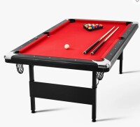 Gosports Billiards Table, 7 Ft Pool Table, Portable Foldable Space-Saving Table, Billiard Table Set Includes Balls, Cues, Chalks And Brush, Black With Red Cloth, New in box $1299