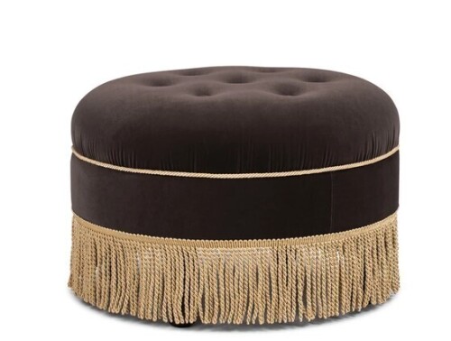 Jennifer Taylor Yolanda 24" Round Upholstered Accent Ottoman, Deep Brown New In Box $299