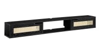 Walker Edison Destin Modern Rattan Flip-Down-Door Wall-Mounted Floating TV Stand for TVs up to 80 Inches, 70 Inch, Black New in Box $299