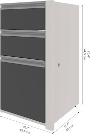 Bestar Connexion 16W Add-On 3 Drawer Pedestal in slate & sandstone New in Box $399