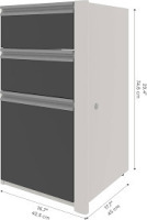 Bestar Connexion 16W Add-On 3 Drawer Pedestal in slate & sandstone New in Box $399