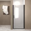 Flynama 24x72in.Pivot Showerdoor,Semi-Frameless 1/4in.(6mm)Tempered Glass Explosion Proof Film,Stainless Steel Handle,MatteBlack New in Box $399