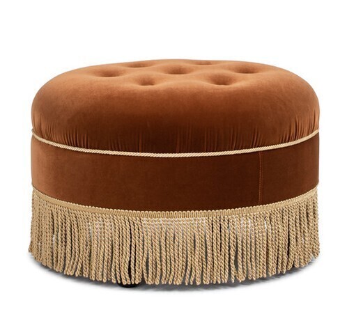 Jennifer Taylor Yolanda 24" Round Upholstered Accent Ottoman, Burnt Orange New in Box $299