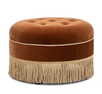 Jennifer Taylor Yolanda 24" Round Upholstered Accent Ottoman, Burnt Orange New in Box $299