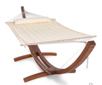 Suncreat 2 Person Large Quilted Hammock with 14 Ft Wooden Arc Stand| New in Box $499