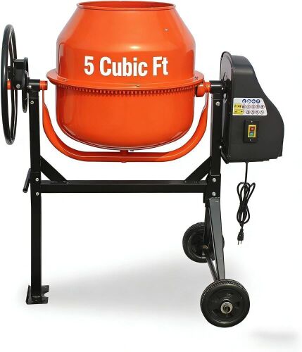 Pulspeed 5 Cu. Ft. Electric Cement Mixer, 0.75 HP 550W Portable Concrete Mixer Machine with Wheels, Heavy-Duty Mortar Mixing Tool for Stucco, Plaster, Feed & DIY Projects New Open Box $699