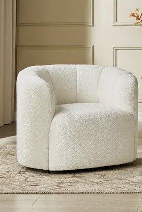 Mercer41 34" Boucle 360&deg; Swivel Barrel Chair, Modern Upholstered ArmchairNew in Box $599