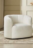 Mercer41 34" Boucle 360&deg; Swivel Barrel Chair, Modern Upholstered ArmchairNew in Box $599