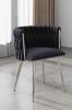 Everly Quinn Velvet Woven Dining Chair in Black New in Box $399