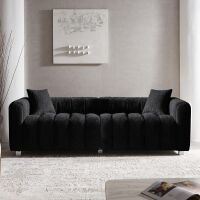 Georg eOliver 87.4'' Modern Bubble Couch with 2 Pillows, Premium Boucle Sofa 3 Seater Couch, Fluffy Loveseat Marshmallow Sofa with Density Foam Cushions for Living Room/Bedroom,Home/Office (Black, 3 seater) , (2 Boxes), New in Box $1,299