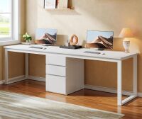 Tribesigns 78.7'' 2 Person Computer Desk with 3 Drawers, Extra Long Double Office Desk with Storage, Modern Dual Study Writing Table Workstation New in Box $299
