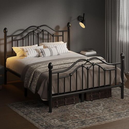 LOEWAY Full Metal Bed Frame with Classical Headboard and Footboard, Black New in Box $299