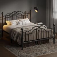 LOEWAY Full Metal Bed Frame with Classical Headboard and Footboard, Black New in Box $299