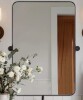Ebern Designs Modern Tilting Bathroom Vanity Wall Mirror | Stainless Steel Pivot Frame 28" x 36" New in Box $399