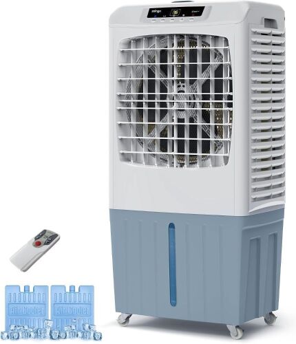 Zelngo 40" Portable Swamp Cooler, 3500 CFM Evaporative Air Cooler with 10.6 Gal Water Tank, 100&deg;Oscillation Swamp Air Conditioner with Remote, 24H Timer 3 Speeds 2 Ice Pack for Outdoor Indoor New in Box $599