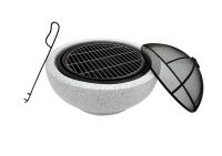 Teamson Home 23.62" Outdoor Wood Burning Fire Pit with Grill Grate and Faux Concrete Base, Gray New in Box $399