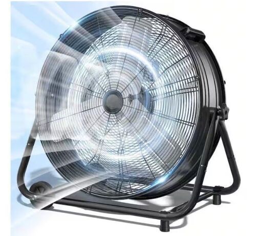Wock 30 in. Industrial Drum Fan, 3-Speed ​​14000 CFM High Velocity Air Mover for Warehouse, Workshop, Factory, BlackNew in Box $599