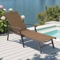 Pellebant Rectangle Aluminum 16.3 in. H Foldable Outdoor Side Table in Brown New in Box $299