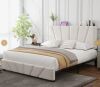 EnHomee Queen Bed Frame with Headboard, Velvet Queen Size Bed Frame with LED Lights, Wooden Slats, Noise Free, No Box Spring Needed, Beige $399 (Similar to picture)