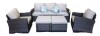 Phi Villa Brown Rattan Wicker 7 Seat 5-Piece Steel Patio Outdoor Sectional Set with Beige Cushions, 2 Swivel Chairs, 2 Ottomans New Floor Model $1899 - 2