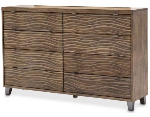 Michael Amini Del Mar Sound Natural Acacia Wood Double Dresser in Boardwalk New in Box $1799