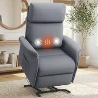 Rebrilliant Power Lift Recliner,Electric Recliner Chair for Elderly ,Linen Upholstered Recliner Chair with Side Pockets in Light Gray New in Box $899