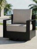 Wrought Studio Oneita Modern Outdoor Aluminum Swivel Armchair Set with Durable All-weather 6 Inch Thick Beige Cushions New in Box $699