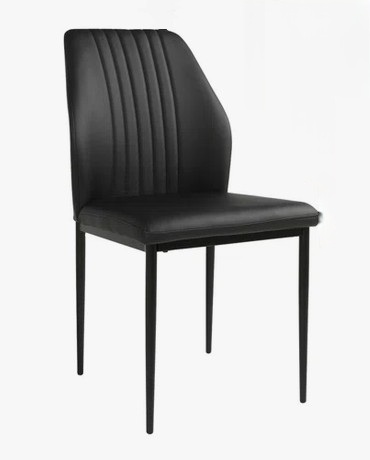 Latitude Run Faux Leather Solid Back Dining Side Chair With Stable Steel Legs in Black $299