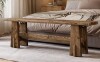Millwood Pines 59" End of Bed Bench, Farmhouse Solid Wood Long Table Shoe Bench Seat with Unique Design for Bedroom, Mudroom, Hallway, Foyer, End of Bed (Rustic Brown) New in Box $299