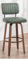 Ebern Designs Upholstered Swivel Bar Stool with Wood Frame in Green New in Box $399