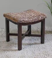 INTERNATIONAL CARAVAN INC Arizona Abaca Rectangular Cushioned Stool with Mahogany Legs New In Box $199