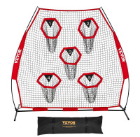 VEVOR 7 x 7 ft Football Trainer Throwing Net, Training Throwing Target Practice Net with 5 Target Pockets, Knotless Net Includes Straps and Portable Carry Case, Improve QB Throwing Accuracy, Red New In Box $199