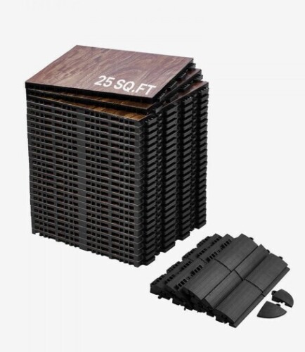 VEVOR Dance Floor Tiles, 12.4 x 12.4 in 25 Piece Interlocking Dance Flooring, Portable Dance Practice Floor with Cushioned Base (Oak Wood Grain, 25 sq. ft/Box ) $299