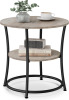 VASAGLE Side Table, 2-Tier Round End Table with 2 Storage Shelves Nightstand with Steel Frame for Small Spaces, Living Room, Bedroom, Heather Greige and Matte Black New In Box $199