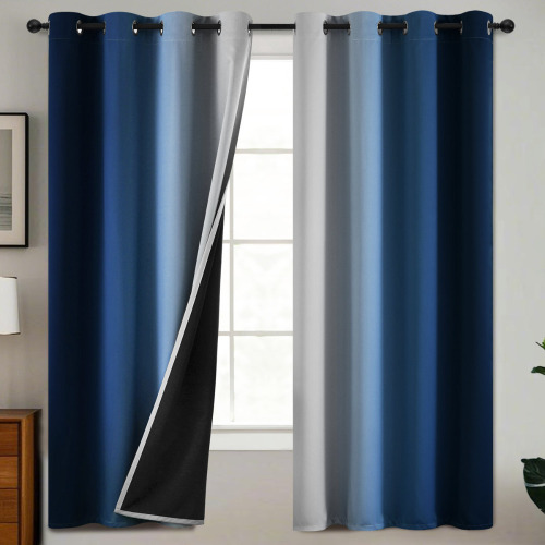Ebern Designs Ombre 100% Blackout Curtain-Room Darkening Grommet Drapes for Bedroom & Living Room (Pair), 52" x 72" $99