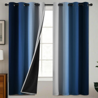 Ebern Designs Ombre 100% Blackout Curtain-Room Darkening Grommet Drapes for Bedroom & Living Room (Pair), 52" x 72" $99