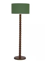 Keazile 61 in. Green Linen Shade Standard Floor Lamp with Walnut Rubberwood Base and Foot Switch New Open Box $299