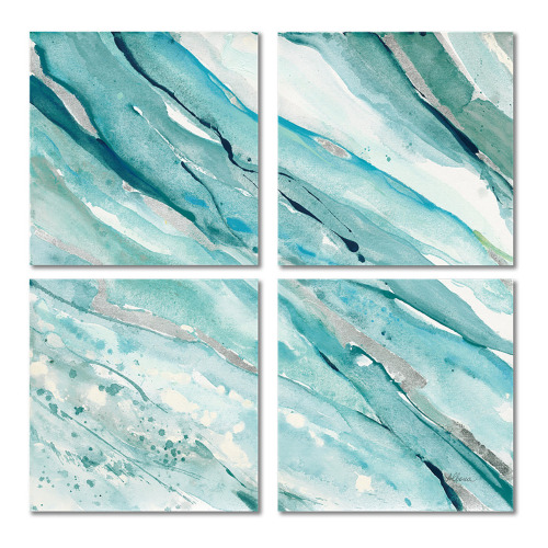 Orren Ellis "Silver Springs I Blue Green" 4 - Pieces Painting Print, 16" x 16" New In Box $199