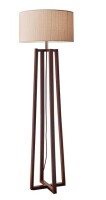 Adesso 60" Quinn Collection 3-way Floor Lamp Brown - Walnut Finish, Linen Shade, ETL Listed New In Box $399