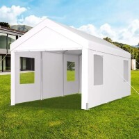 Tenleaf 10' W x 20' D x 9.2' H White Portable Garage Carport Canopy with 2 Roll-up Doors and 4 Ventilated Windows, New in Box $499