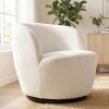 Rohasid Boucle 360 Degree Swivel Accent Barrel Armchair with Solid Wood Frame, No Assembly Upholstered Reading Chair, White, New in Box $499