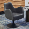 Latitude Run Loms Genuine Leather Swivel Accent Chair, Black, New in Box $599