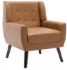 UIXE Mid-Century Modern Button Brown PU Leather Accent Armchair, New in Box $499