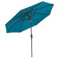 Sun Ray 9' Round 8-Rib Steel Market Patio Umbrella in Teal, New in Box $299